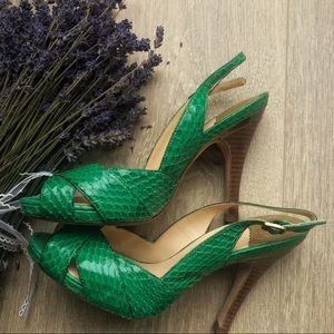 Green Snakeskin Cole Haan Heels